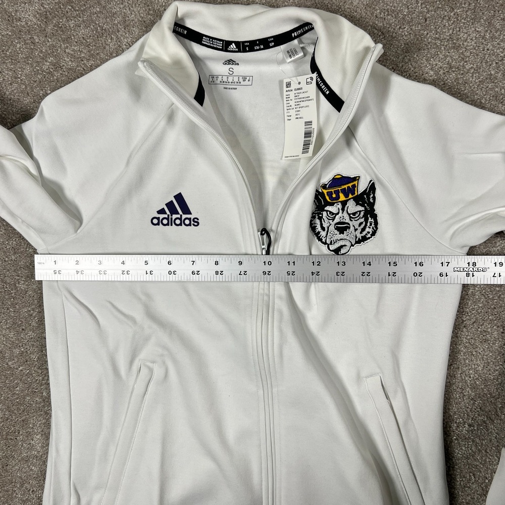 Adidas Womens S White Washington Huskies Primegreen Full Zip Track Jacket NWT - Picture 7 of 8